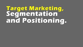 Target Marketing Segmentation and Positioning [upl. by Leis833]