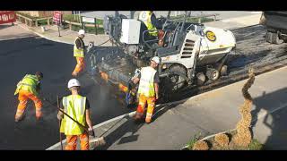 Asphalt paving  Tarmac laying and roller machines  Road works [upl. by Fey]