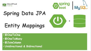 Entity Mapping  OneToOne OneToMany JoinColumn Spring Data JPA  Spring Boot  Dev2Prod Coding [upl. by Gonyea560]