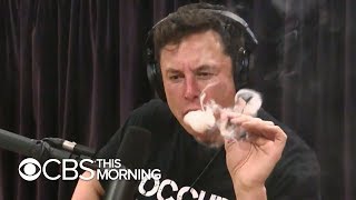 Tesla shares drop after Elon Musk appears to smoke marijuana [upl. by Eitsrik]