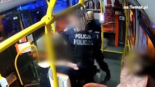 INTERWENCJA POLICJI w Jeleniej Górze Nagranie z monitoringu autobusu [upl. by Yor]