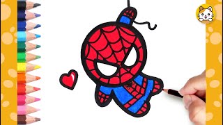 Spiderman Drawing Easy  How to Draw Cartoon Spiderman  Easy Step by Step Tutorial For Kids [upl. by Heisel]