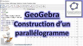 Tutoriel GeoGebra  Tracer un parallélogramme [upl. by Gierk974]