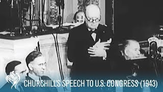 Sir Winston Churchills Fighting Speech To US Congress 1943  British Pathé [upl. by Rimaj493]