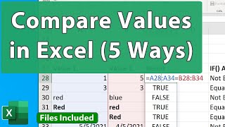 Compare Values in Excel 5 Ways  Beginner to Advanced [upl. by Naanac15]