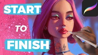 How to Paint in PROCREATE  Painting a Portrait from Start to Finish [upl. by Avra]