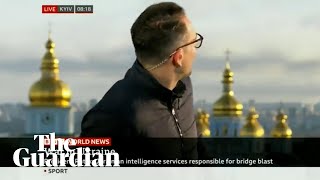 BBC correspondent in Kyiv interrupted as rockets strike Ukraine capital [upl. by Rats]