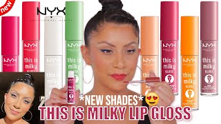 new shades NYX THIS IS MILKY GLOSS MILKSHAKES  NATURAL LIGHTING LIP SWATCHES  MagdalineJanet [upl. by Ruamaj]