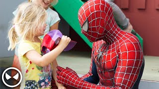 SpiderMan Surprises 400 Kids  Movie Costume with Muscle Suit [upl. by Acceb17]