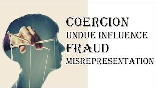 Coercion Undue Influence Fraud Misrepresentation  Indian Contract Act 1872  Law Guru [upl. by Ymmak]