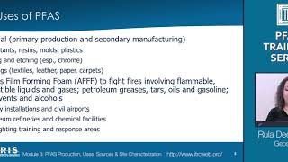 ITRC PFAS Production Uses Sources and Site Characterization [upl. by Bently273]