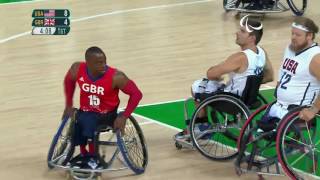 Wheelchair Basketball  USA vs Great Britain  Men’s preliminaries  Rio 2016 Paralympic Games [upl. by Jasen211]