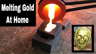 Melting Gold  Smelting Gold At Home [upl. by Ardek]