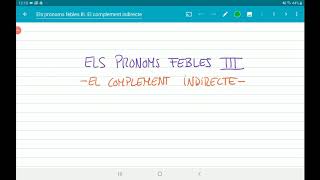 Els pronoms febles III El complement indirecte [upl. by Ityak]