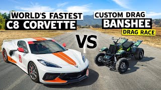 Racespec Banshee drag races EmeliaHartford in the Worlds Fastest C8 Corvette [upl. by Cuyler]