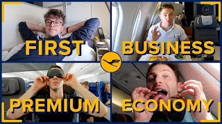 Flying With LUFTHANSA In All Four Classes First Class Business Premium amp Economy [upl. by Naicad445]