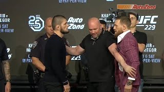 UFC 229 Khabib vs McGregor  Press Conference Faceoff [upl. by Elimaj]