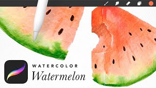 Watercolor Tutorial for Procreate \\ Watermelon Slice [upl. by Aihsel]