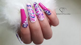 Blooming gel nail art with gel polish Swirl nail art [upl. by Ahsirhcal]