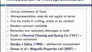 Misrepresentation Lecture 1 of 4 [upl. by Marris462]