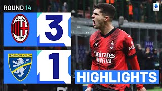 MILANFROSINONE 31  HIGHLIGHTS  MaignanPulisic linkup secures home win  Serie A 202324 [upl. by Yonit]