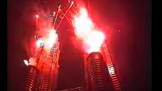 KLCC Petronas Twin Towers Grand Opening 1999 Fireworks and laser show [upl. by Sucitivel682]