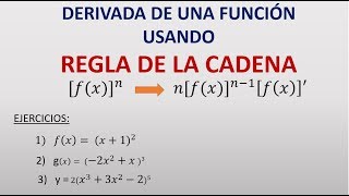 REGLA DE LA CADENA  DERIVADA DE UNA FUNCIÓN COMPUESTA [upl. by Yonina]