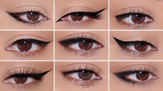 How To 9 Different Eyeliner Styles on HOODED EYES  Easy Beginner Friendly Tutorial [upl. by Edora480]